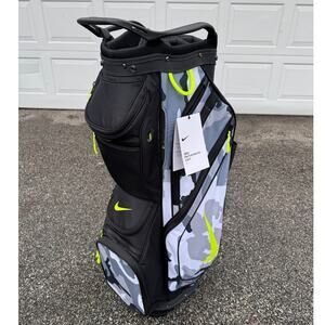 Nike Performance Camo Golf Cart Bag 14 Way Divider Cooler Pocket Black Volt